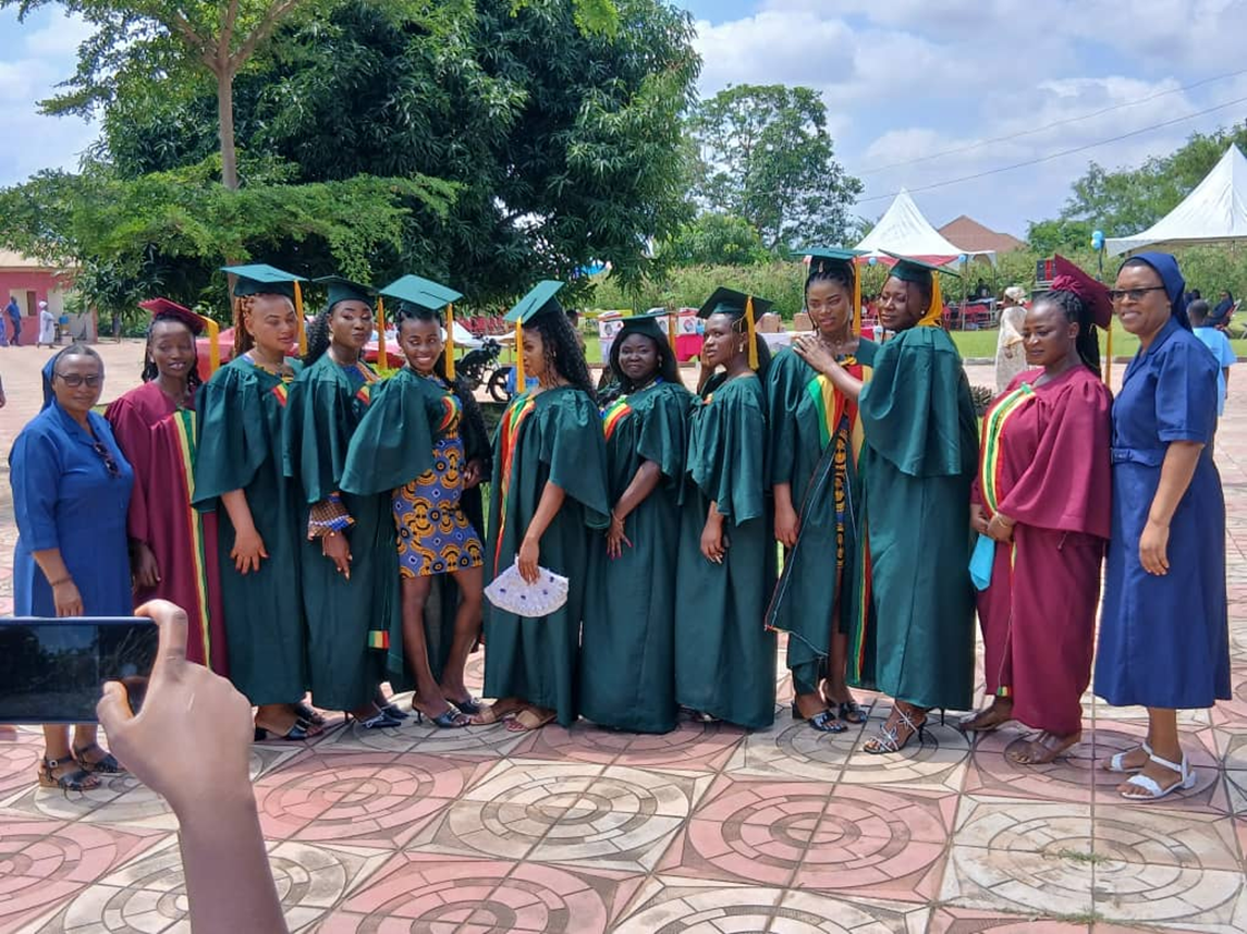 Graduates of the VTC 10th Graduation Ceremony with Sr. Gertrude Gima, DC and Sr. Olivia Umoh, DC